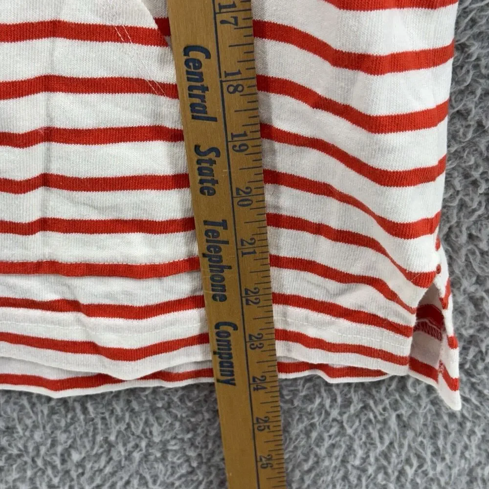 J Crew Women 2XS Red White Striped High Neck Pullover Top Drawstring Pouch Shirt